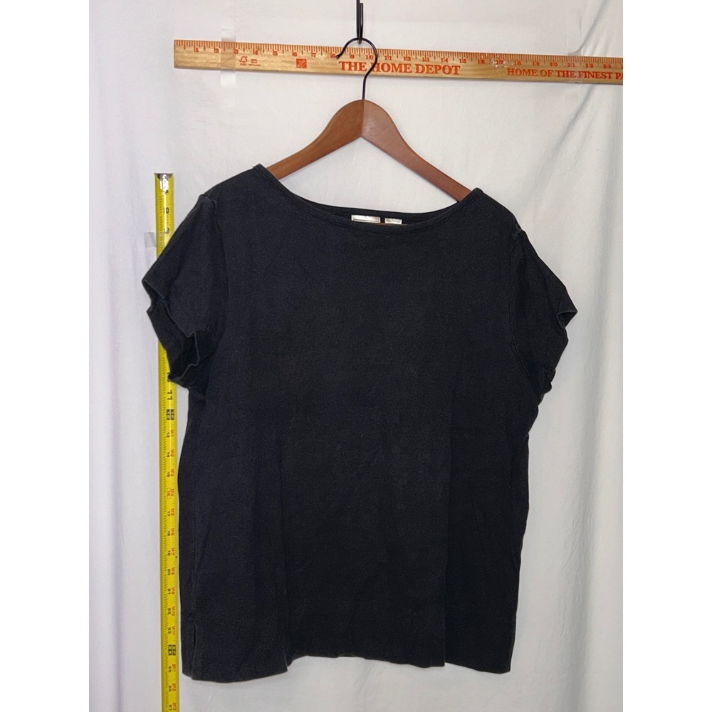 LL Bean Womens Black Cotton‎ Short Sleeve T Shirt Size L